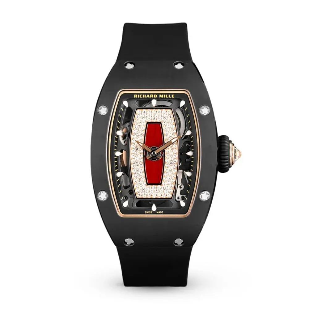 Richard Mille Women RM 07-01 31mm Watch in Black Red and Diamonds