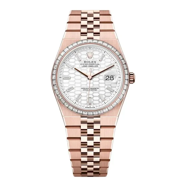 Rolex Men Land-Dweller 40mm in White and Diamonds