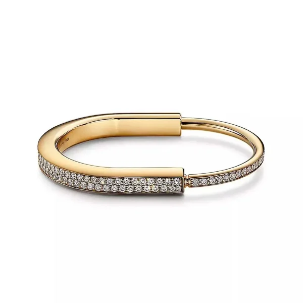 Tiffany Lock Bangle in Yellow Gold with Full Pavé Diamonds