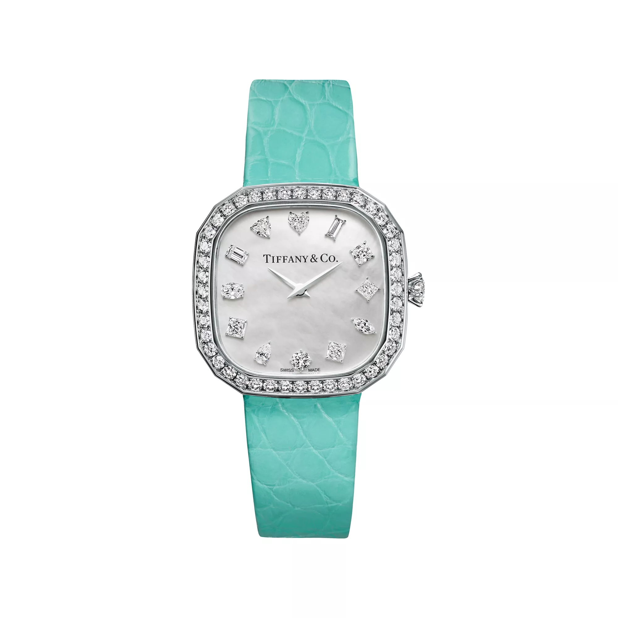 Tiffany Women Eternity 28 mm Cushion-shaped Watch in White Gold with Diamonds