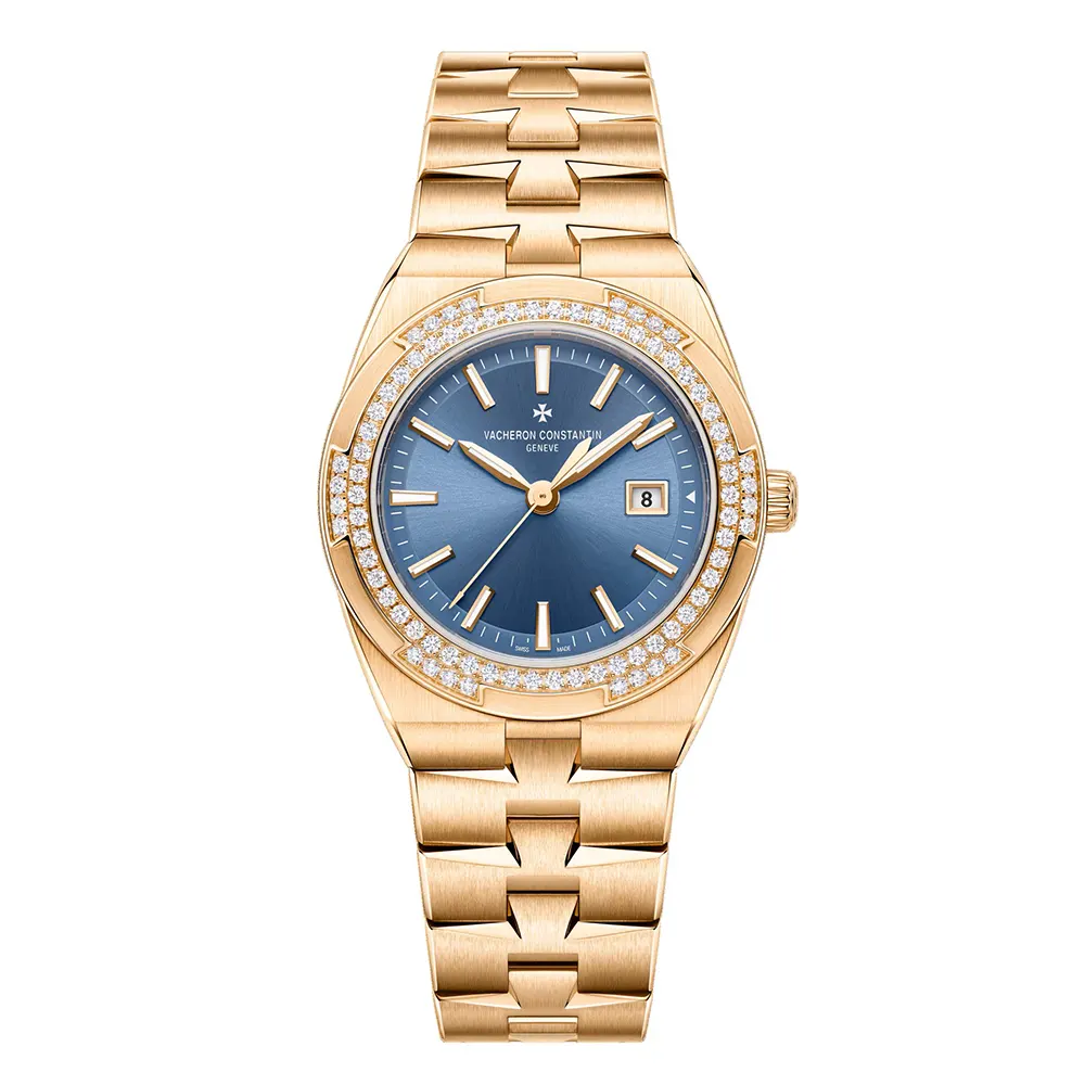 Vacheron Constantin Women Overseas Self-winding 33 mm Pink Gold and Denim Blue