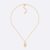 Dior Damen-CD-Halskette mit Schloss, goldfarbenes Metall und silberfarbene Kristalle