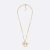 Dior Women Lady Dior Necklace Gold-Finish Metal with White Resin Pearls and Silver-Tone Crystals