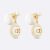 Dior Women Tribales Earrings Gold-Finish Metal with White Resin Pearls and Latte Glass