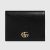 Gucci GG Unisex Leather Card Case Wallet Black Metal-Free Tanned Leather Double G Style