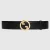 Gucci Unisex GG Blondie Wide Belt Black Leather Round Interlocking G 5 CM Width