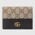 Gucci Unisex GG Marmont Card Case Wallet Double G Beige Ebony GG Supreme Canvas Black Leather Style