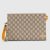 Gucci Unisex Pouch GG Detail Beige Ebony GG Supreme Canvas Yellow Leather Style