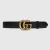 Gucci Unisex Wide Leather Belt with Double G Buckle 4 cm Width-Black