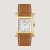 Hermes Women Heure H Watch Small Model Quartz Movement 25 mm in Yellow Gold-Plated Steel-Brown