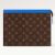 Louis Vuitton LV Unisex Pochette Voyage MM Blue Monogram Macassar Coated Canvas Cowhide-Leather