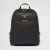 Prada Unisex Saffiano Leather Backpack with Triangle Logo-Black